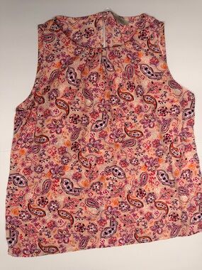 LOFT Pink Paisley Floral Sleeveless Camisole